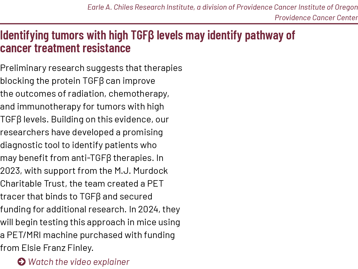 Earle A. Chiles Research Institute, a division of Providence Cancer Institute of Oregon Providence Cancer Center Iden...