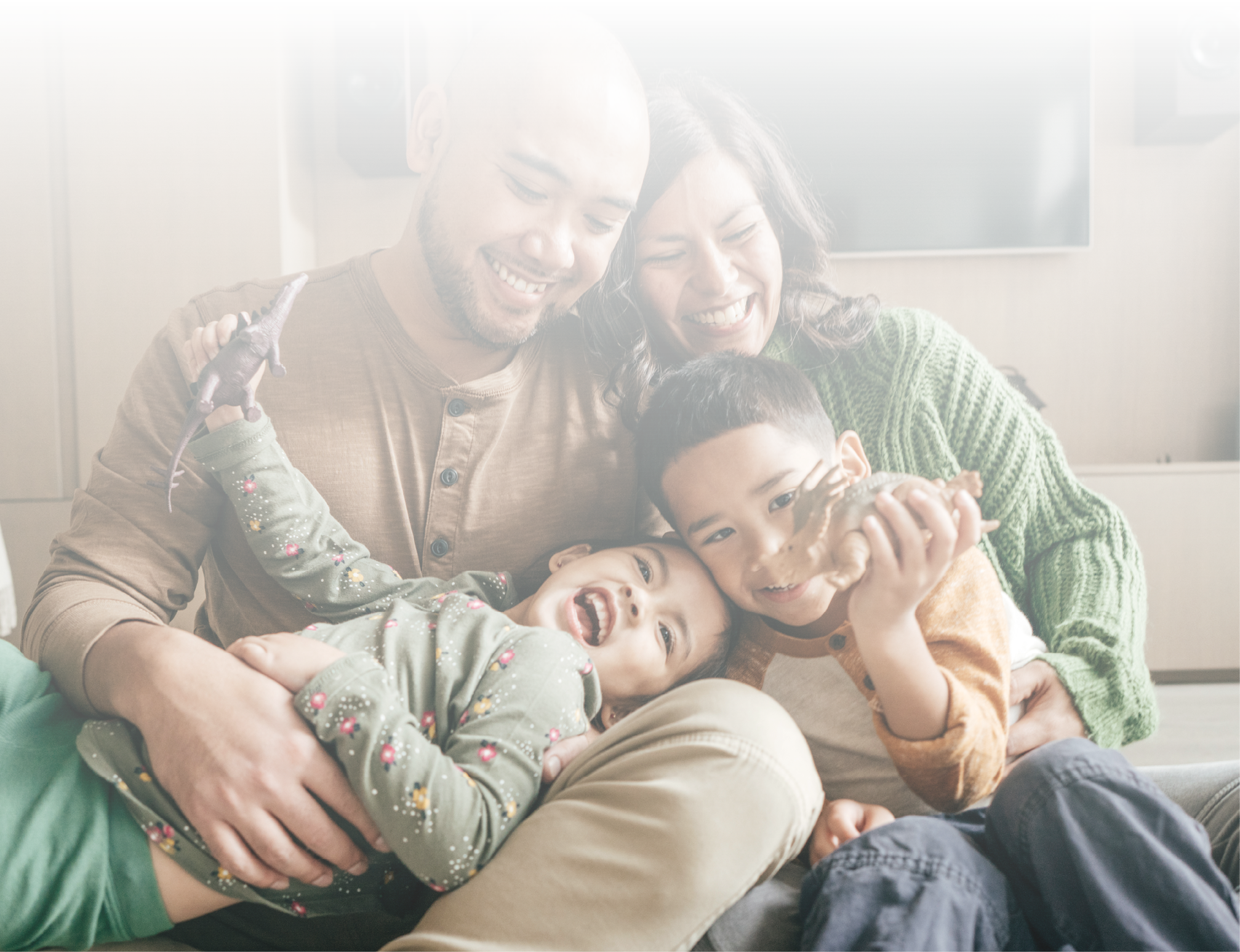 Family playing together in living room